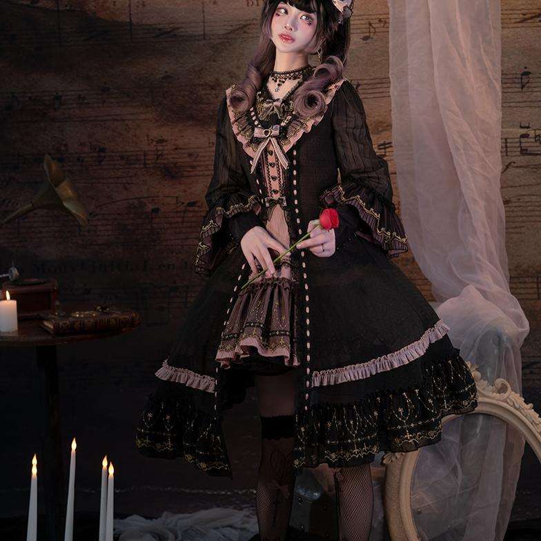 ロリータファッション 薔薇と楽譜のロマンチック貴族ドレス