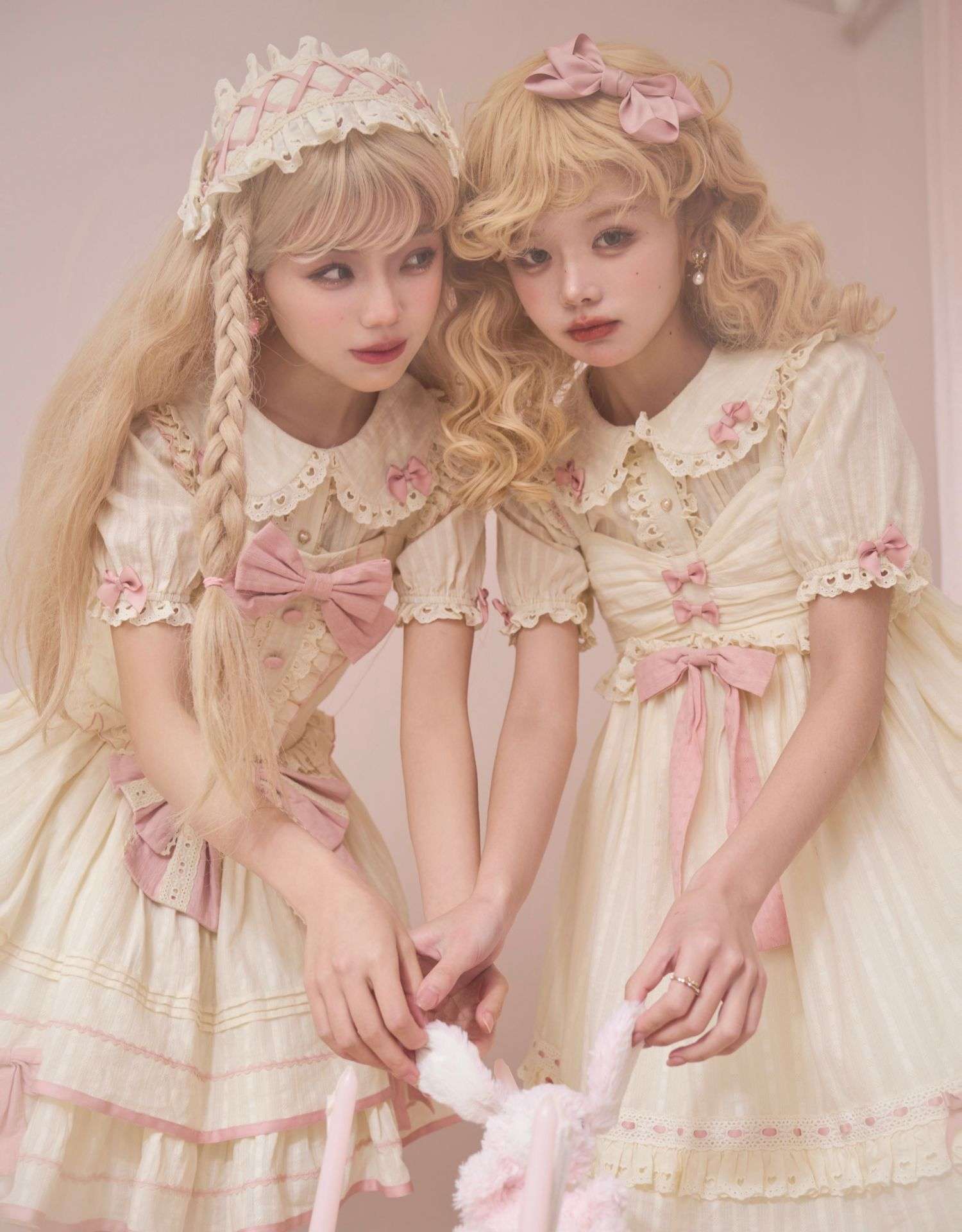 ロリータファッション うさぎリボン姫袖ワンピース