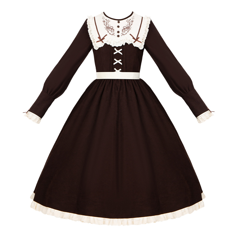ロリータファッション 乙女のメイド服風フリルワンピース