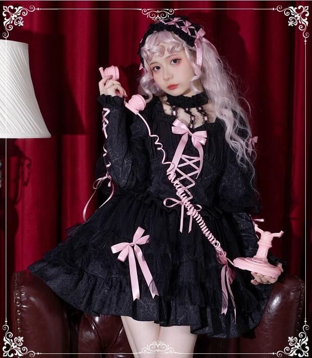 ロリータファッション 【ゴスロリ】ロマンスプレリュードゴスロリワンピース