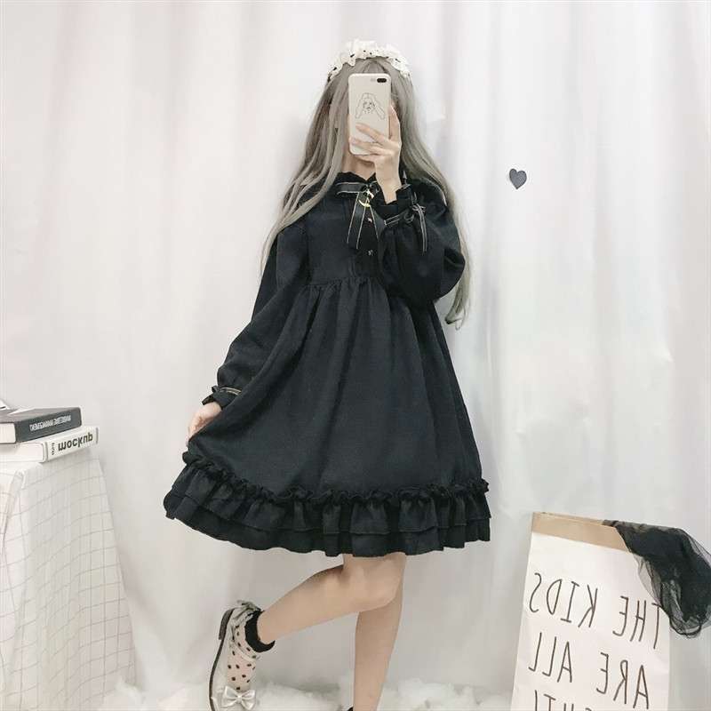 ロリータファッション 天使の翼付き姫袖フリルワンピース