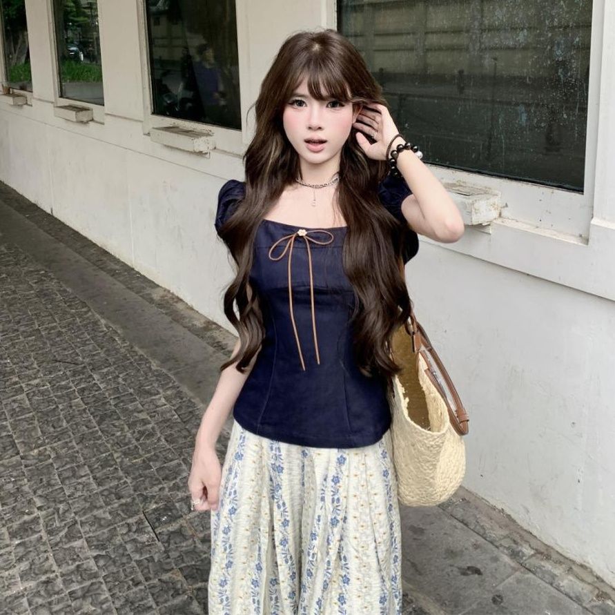 ロングスカート 花柄プリーツマキシスカート
