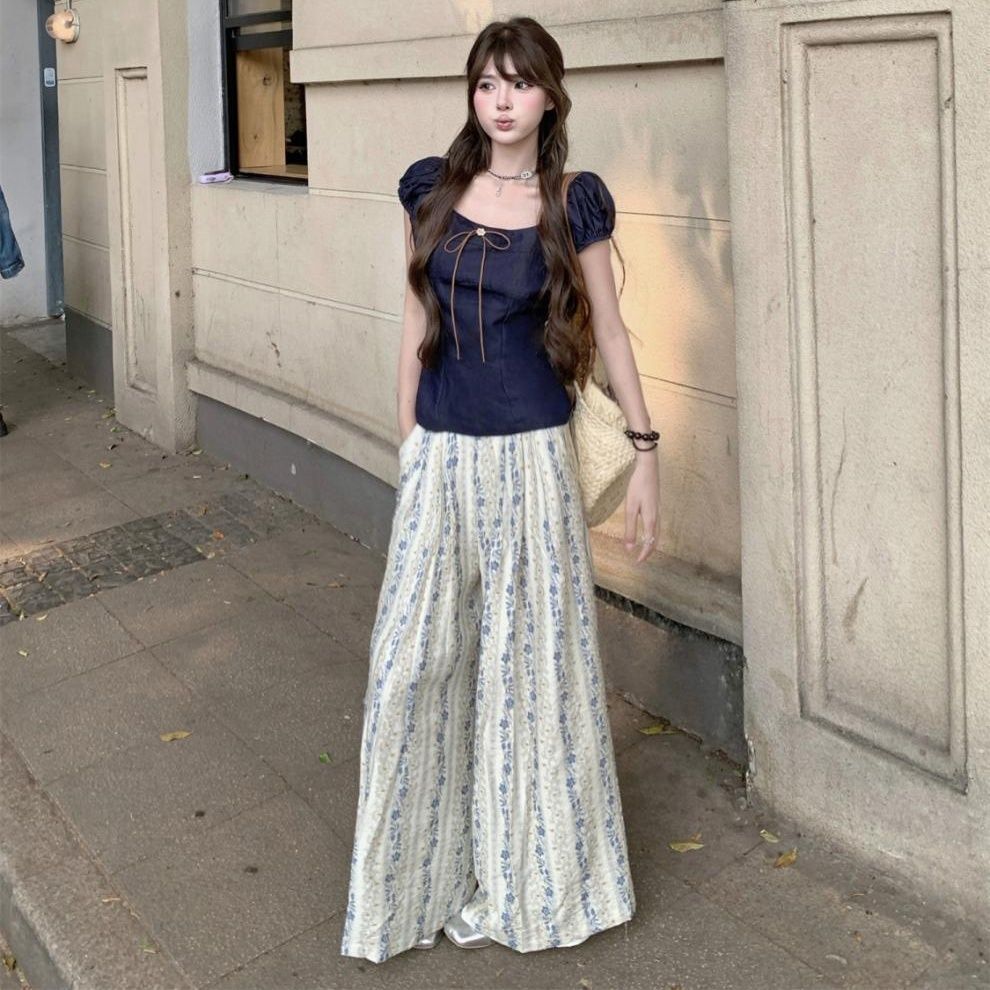 ロングスカート 花柄プリーツマキシスカート
