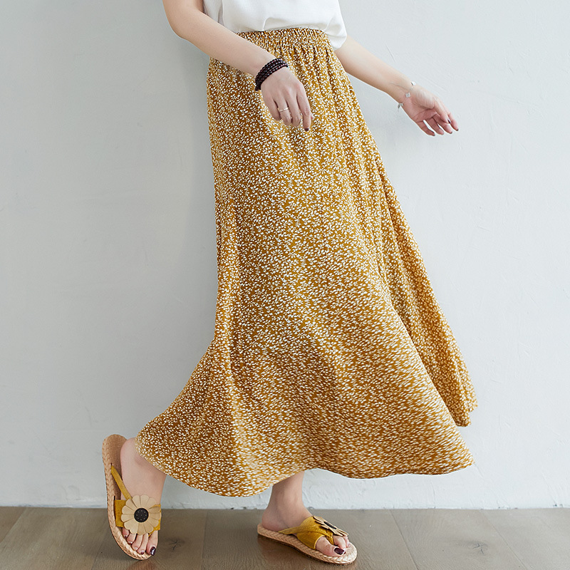 ロングスカート 花柄フレアマキシスカート