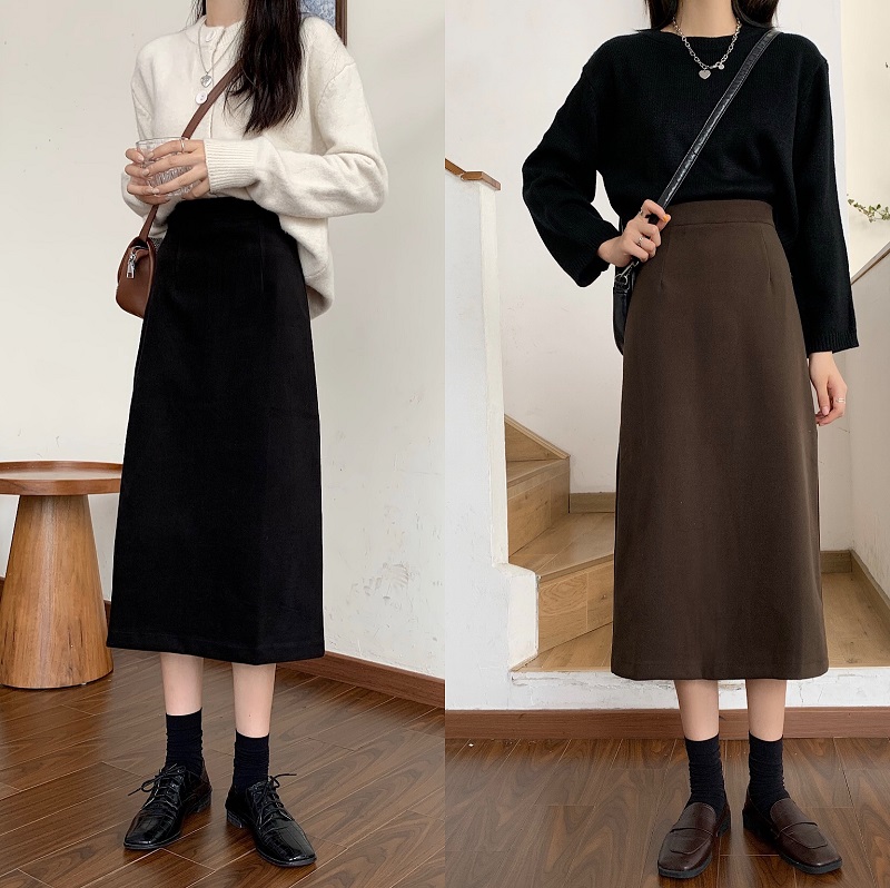 ロングスカート なめらかスラブロングタイトスカート