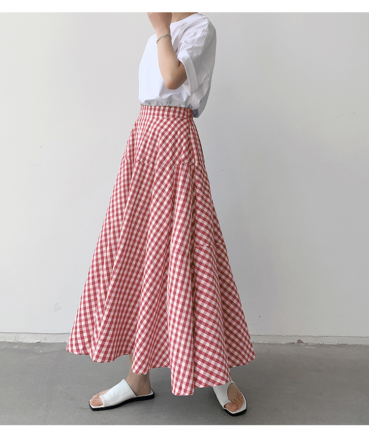 ロングスカート 格子柄フレアロングスカート