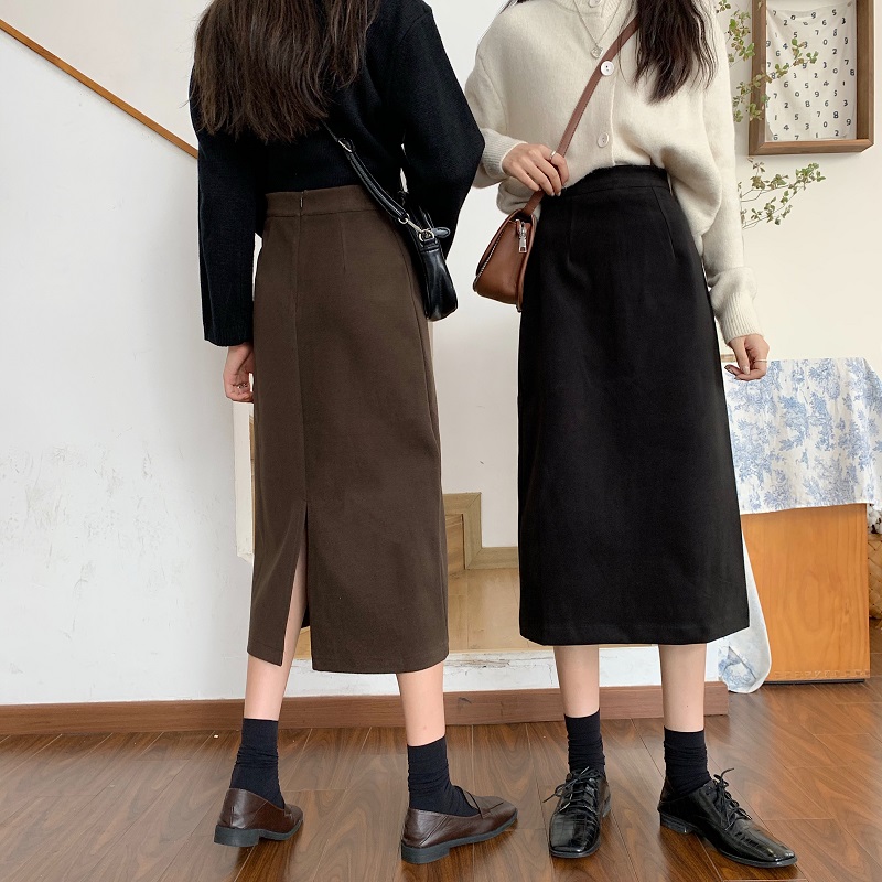 ロングスカート なめらかスラブロングタイトスカート