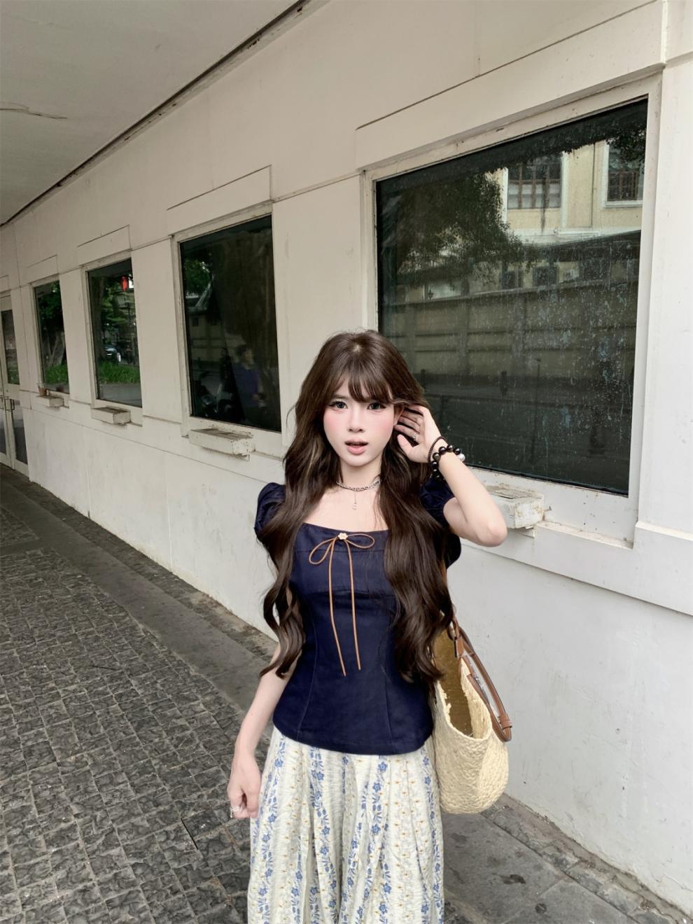 ロングスカート 花柄プリーツマキシスカート