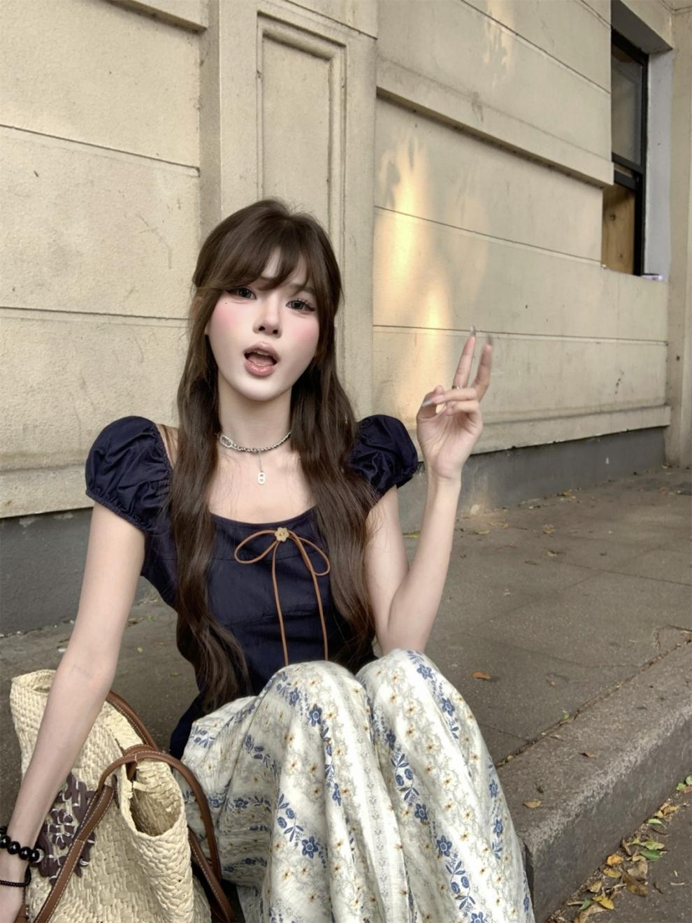 ロングスカート 花柄プリーツマキシスカート