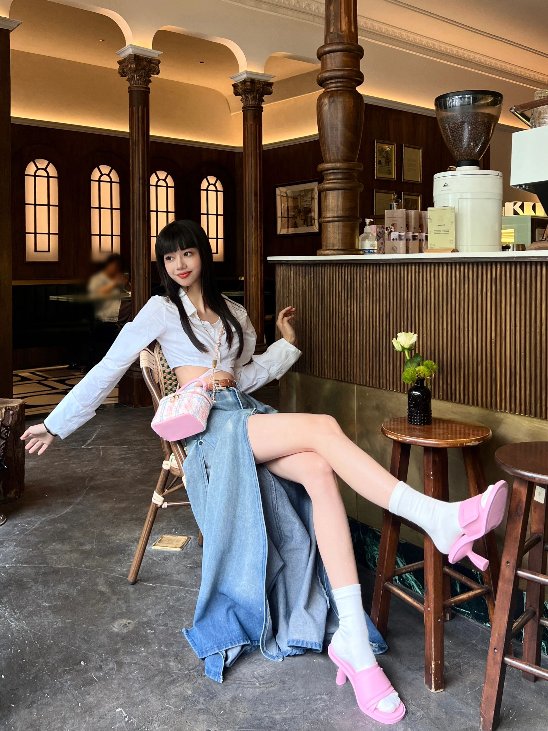 ロングスカート スリット入りマキシデニム
