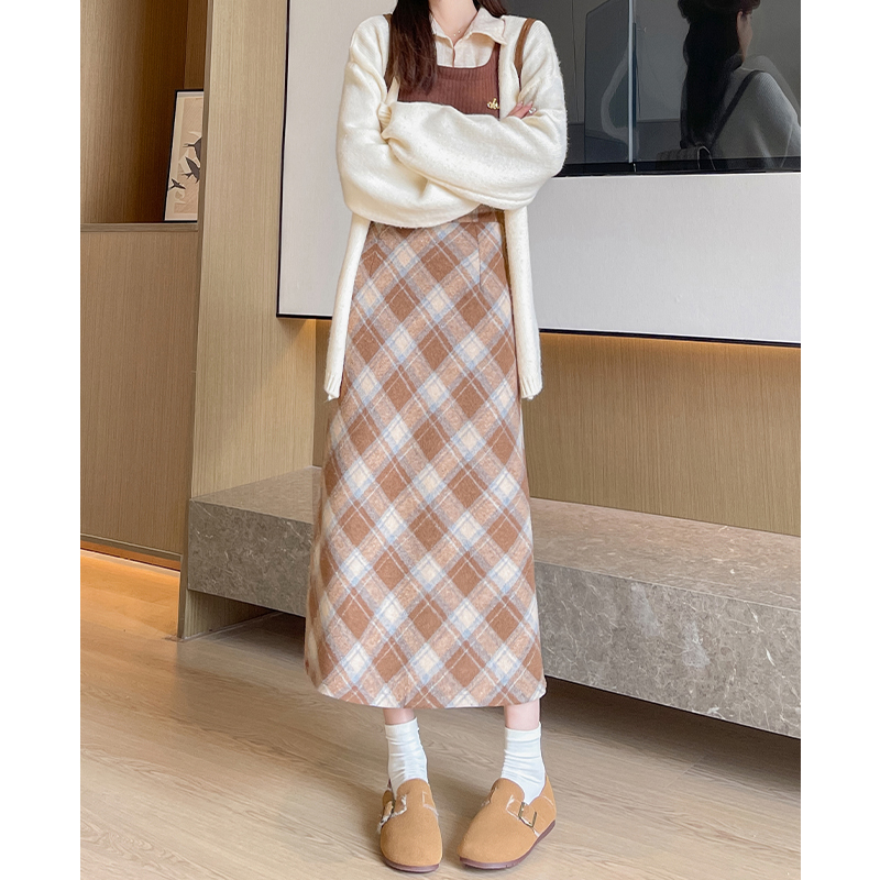あったか チェックタイトロングスカート