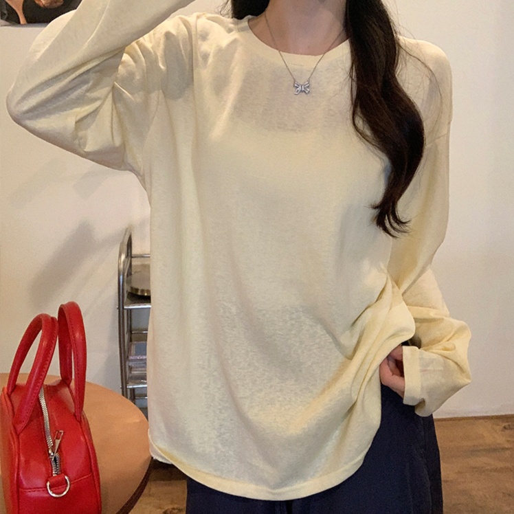ロンT なめらか素材リラックスロングTシャツ