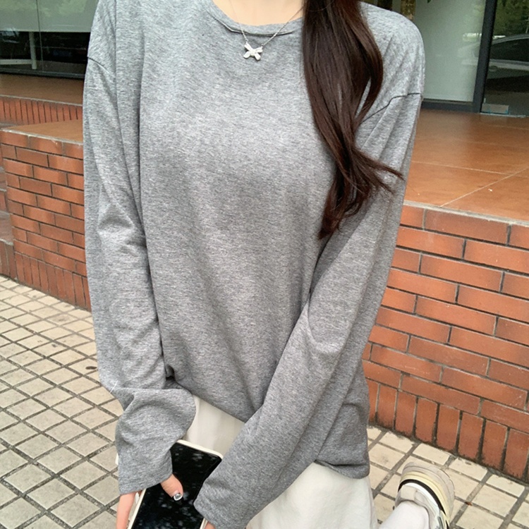 ロンT なめらか素材リラックスロングTシャツ