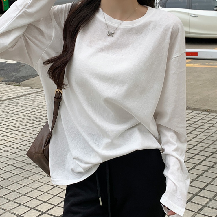 ロンT なめらか素材リラックスロングTシャツ