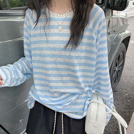 ロンT やわらか薄地 ボーダー ロングスリーブプルオーバー
