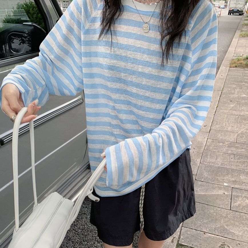 ロンT やわらか薄地 ボーダー ロングスリーブプルオーバー