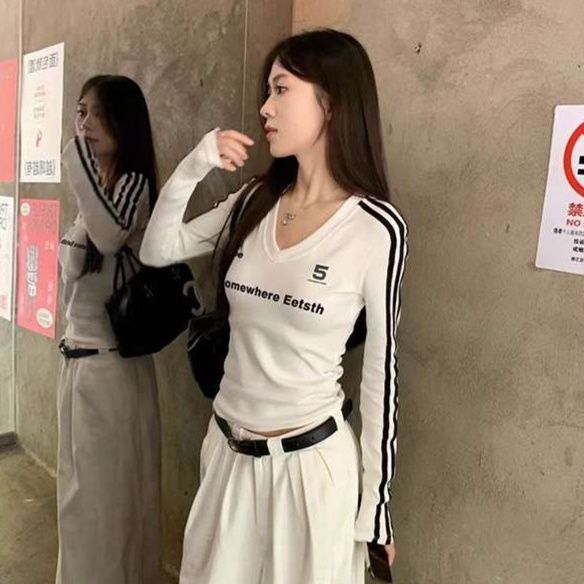 ロンT スポーティーVネックロングTシャツ
