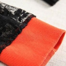 ロンT レース袖切替えプリント長袖シャツ
