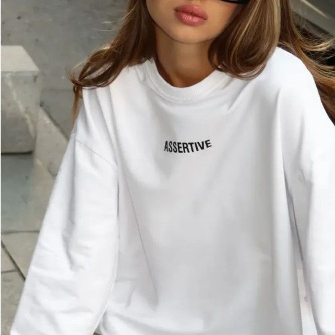 ロンTコットン ワンポイント文字刺繍ゆったりシルエット長袖シャツ