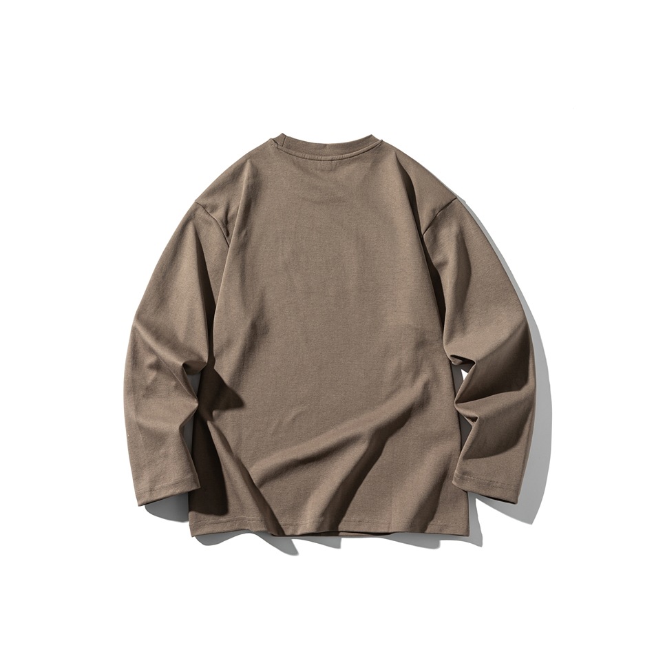 メンズ丸首無地長袖シャツ 男女兼用ゆったりロンT厚手 全3色