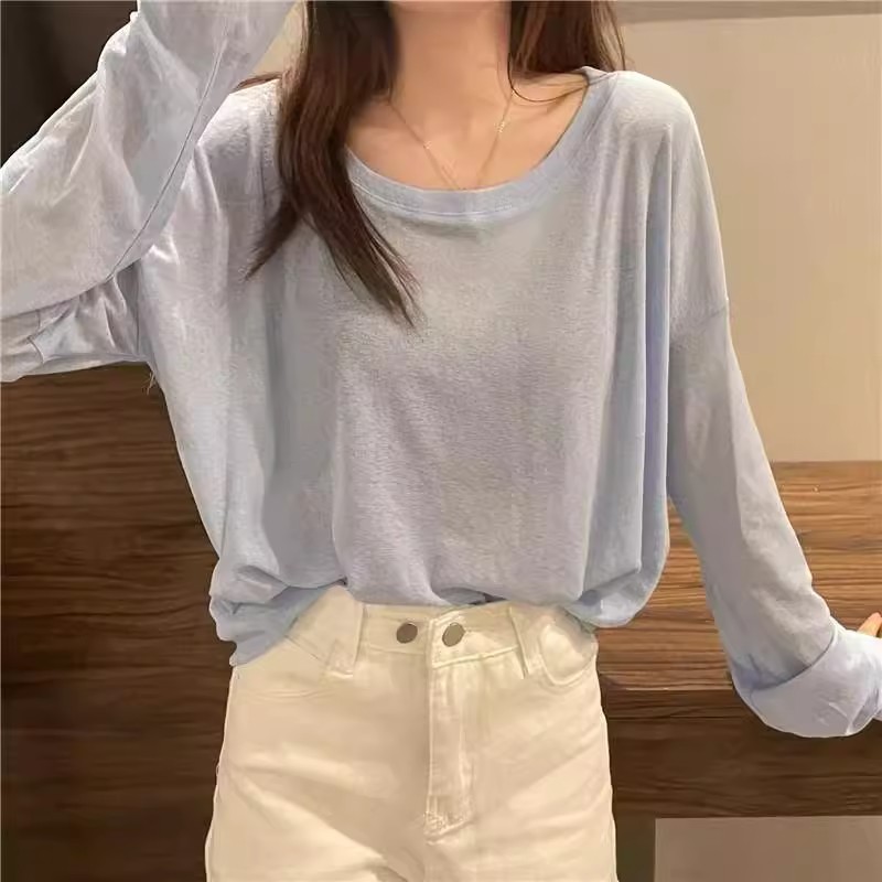 ロンT 透け感ゆるシルエット長袖カットソー