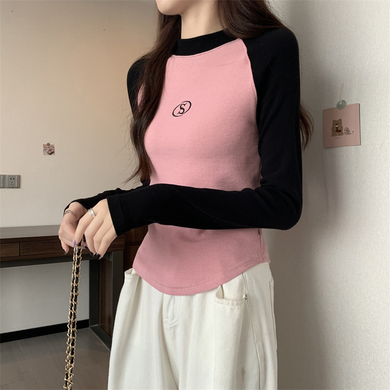 ロンT ワンポイント刺繍ラグランロンT