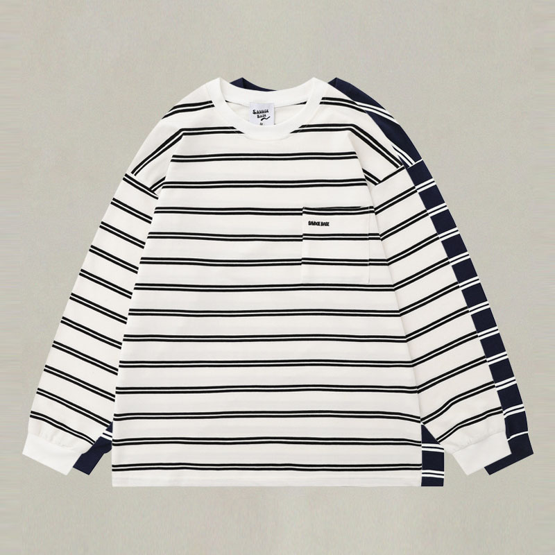 ロンT ボーダー長袖シャツ メンズレディース対応 秋冬カジュアル