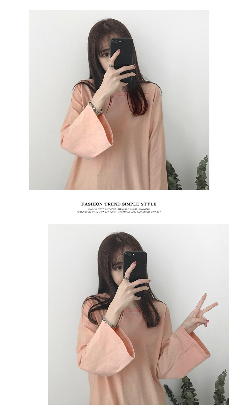 2024新作 レディース 体型カバー 長袖 ロンTコットン 無地 シンプル
