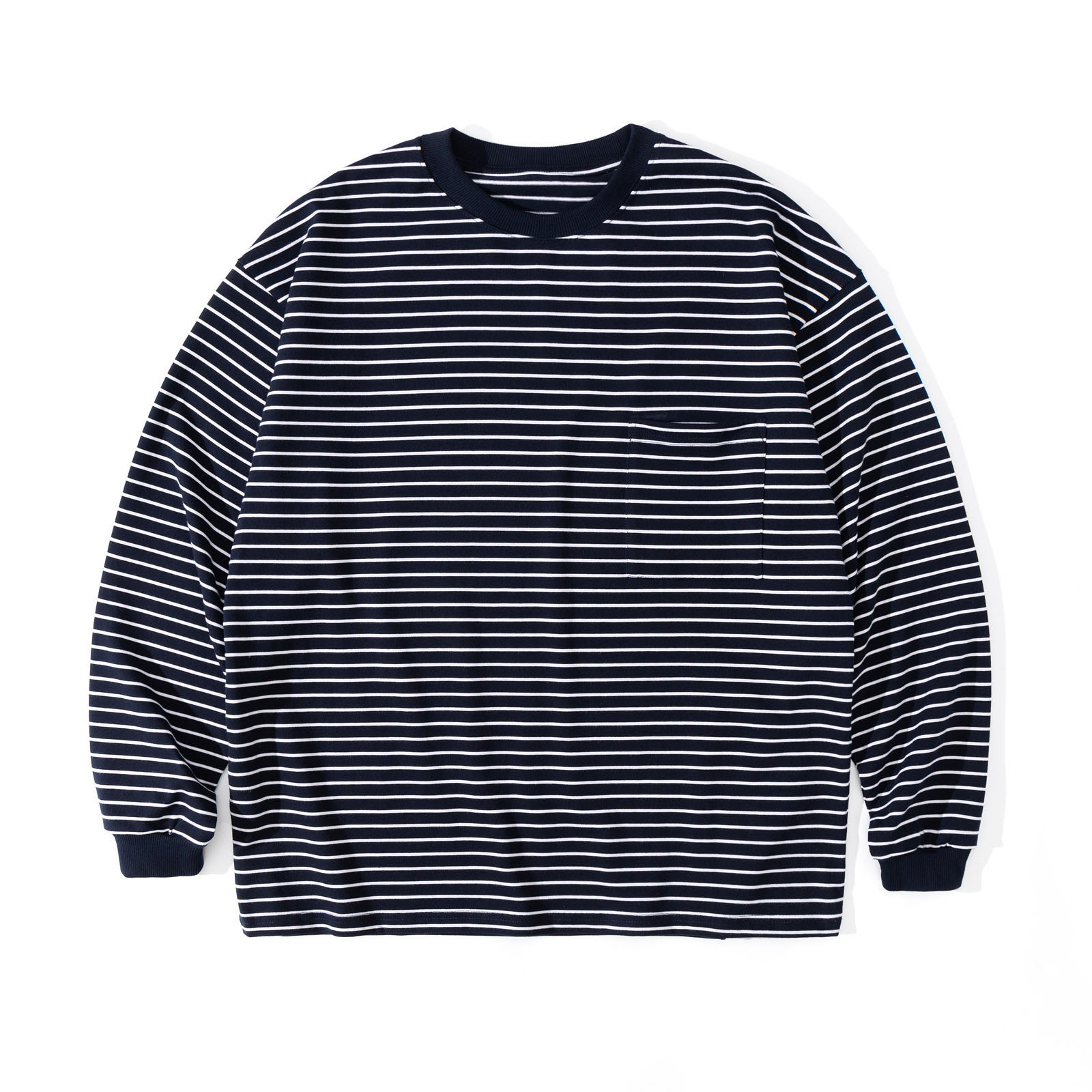 ロンT ネイビー ボーダー柄 長袖シャツ 男女兼用 カジュアル