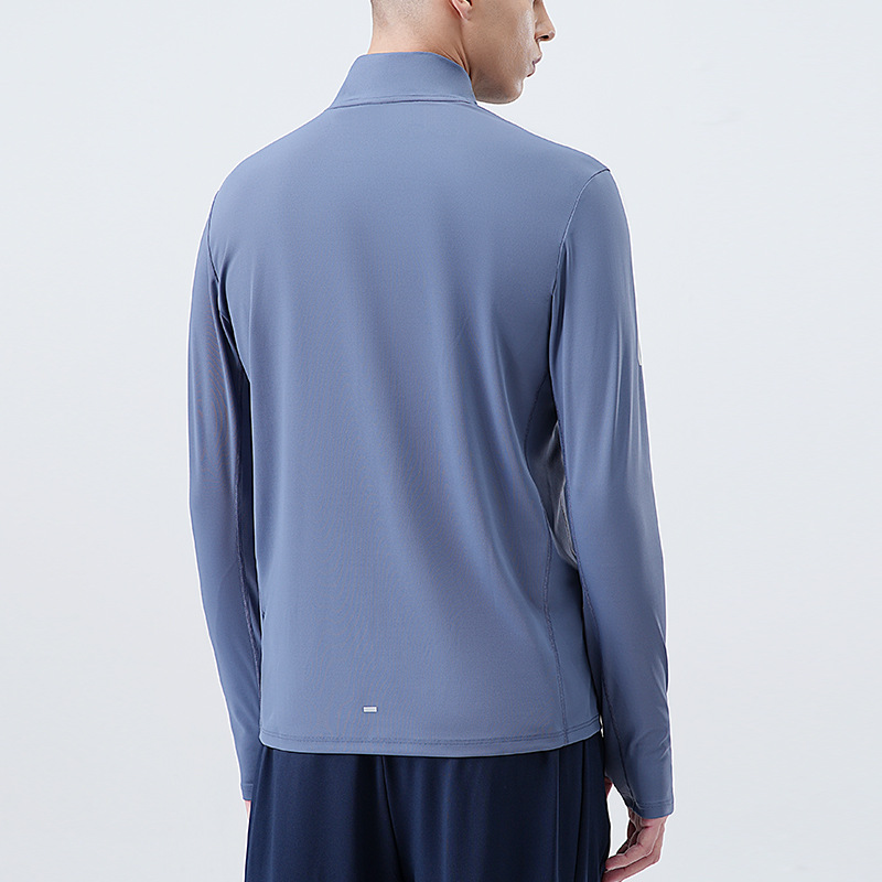 ロンT ハーフジップ立襟ロングシャツ