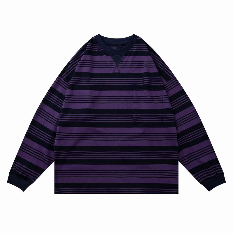ロンT 男女兼用ボーダー柄長袖シャツ春夏秋対応全2色