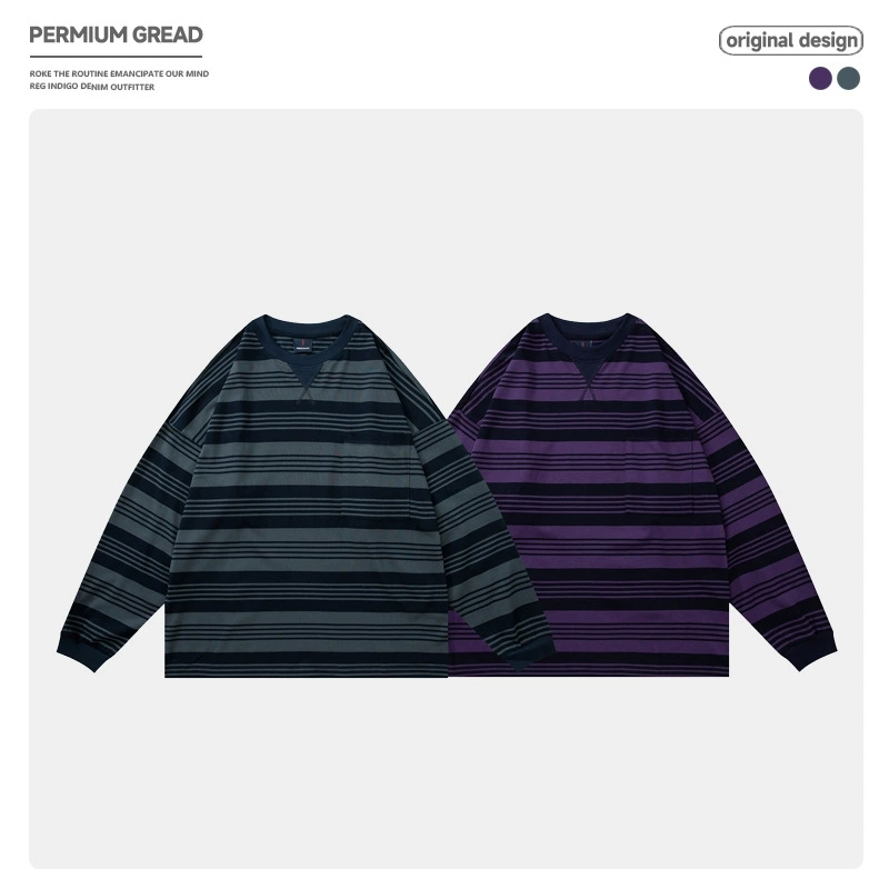 ロンT 男女兼用ボーダー柄長袖シャツ春夏秋対応全2色