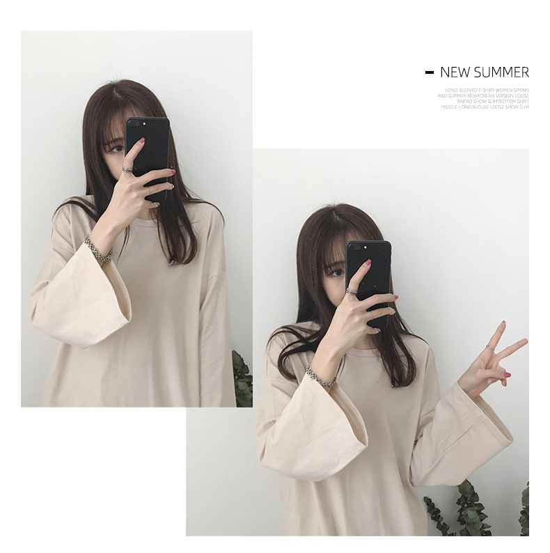 2024新作 レディース 体型カバー 長袖 ロンTコットン 無地 シンプル