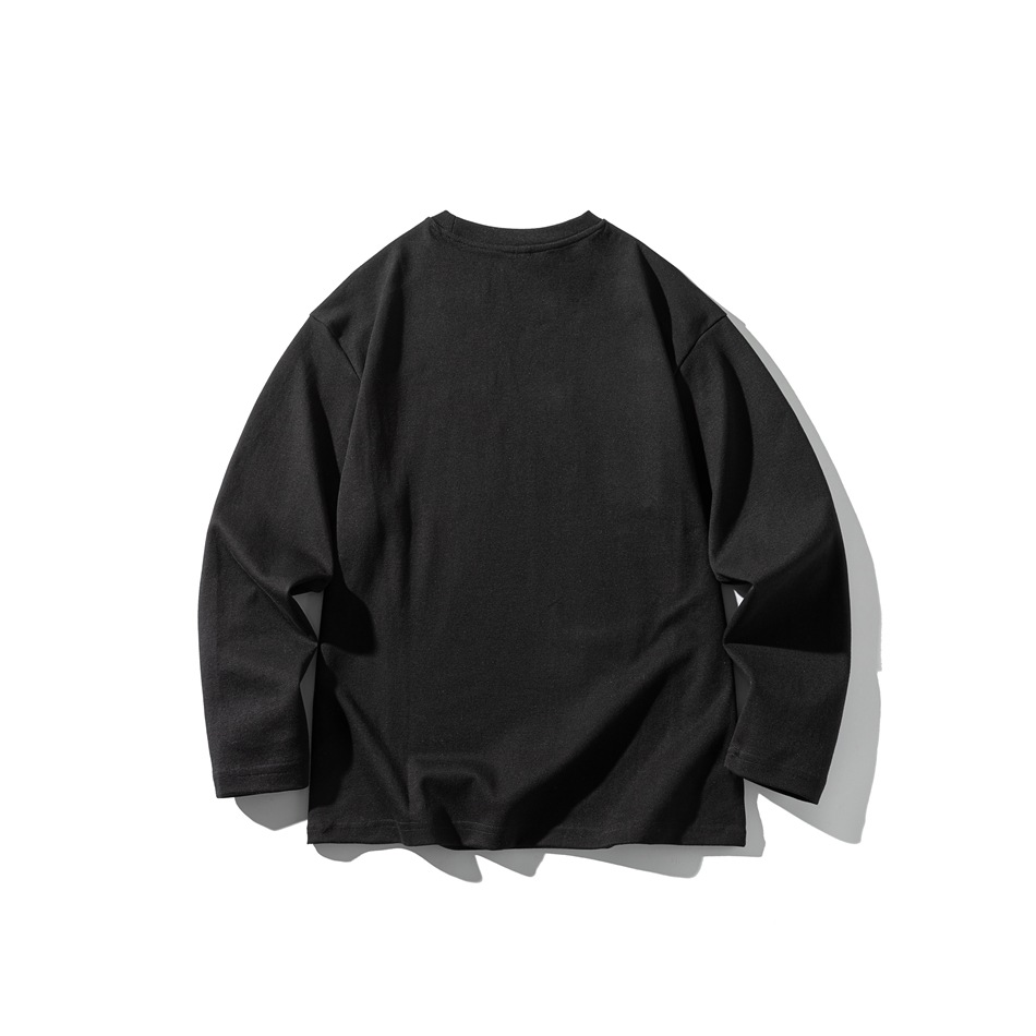 メンズ丸首無地長袖シャツ 男女兼用ゆったりロンT厚手 全3色