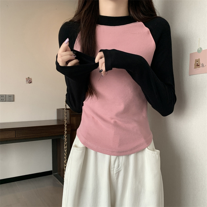 ロンT ワンポイント刺繍ラグランロンT