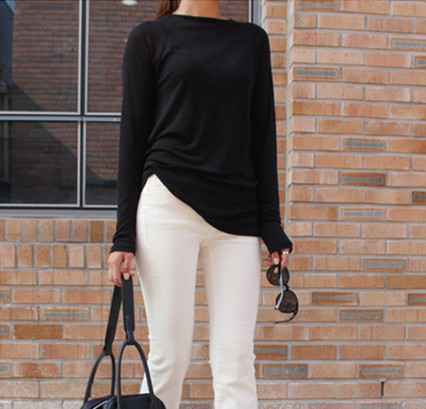 薄手シアーロンT 重ね着長袖トップス