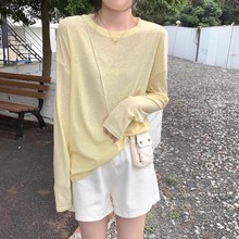 ロンT 透け感ゆるシルエット長袖カットソー