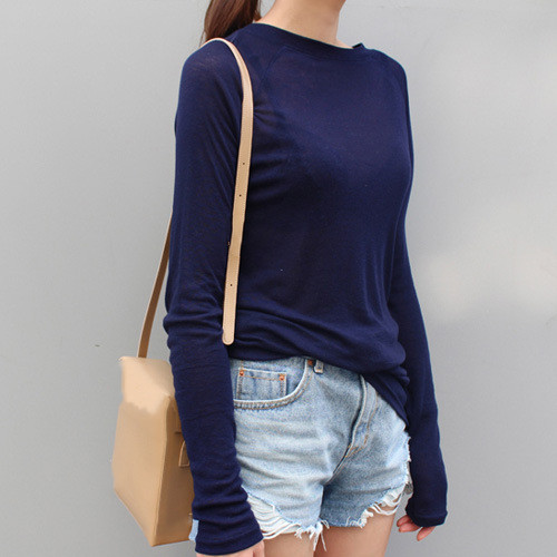 薄手シアーロンT 重ね着長袖トップス