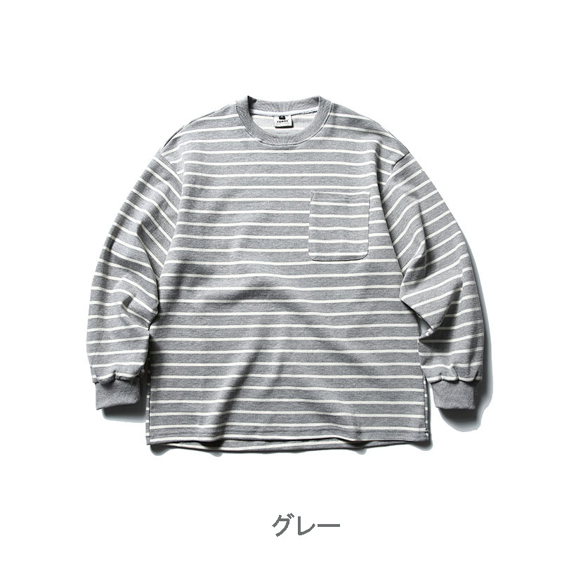 ロンT 男女兼用 ボーダー柄 長袖Tシャツ ゆったりシルエット