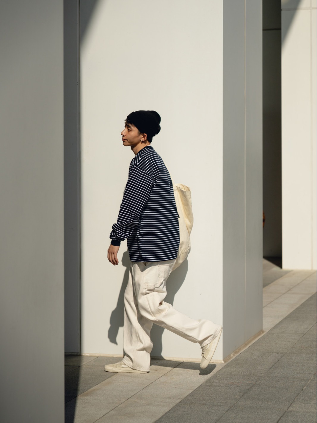 ロンT ネイビー ボーダー柄 長袖シャツ 男女兼用 カジュアル