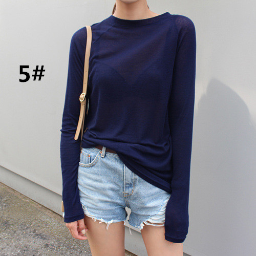 薄手シアーロンT 重ね着長袖トップス