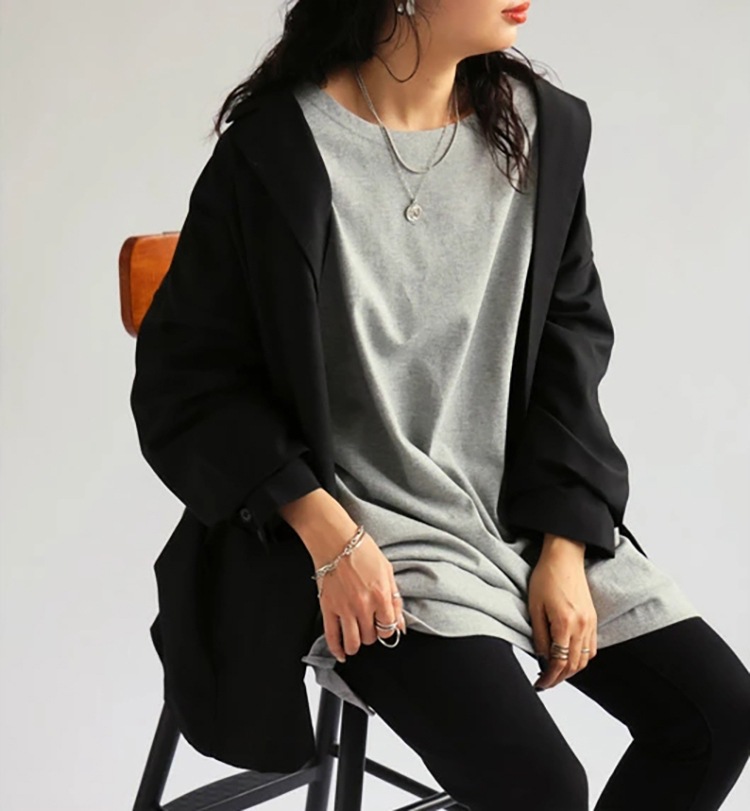 ロンT すっきりシルエット リラックスチュニック