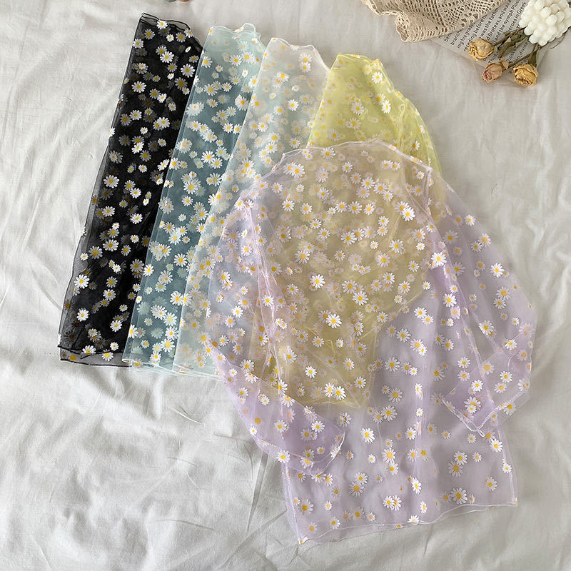 ロンT 小花柄シアー素材長袖トップス