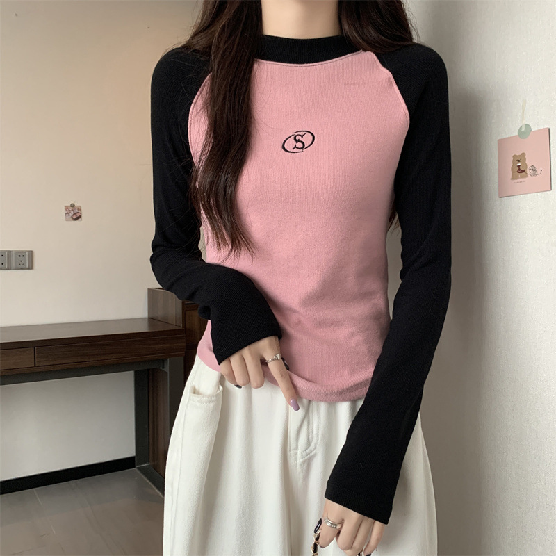 ロンT ワンポイント刺繍ラグランロンT