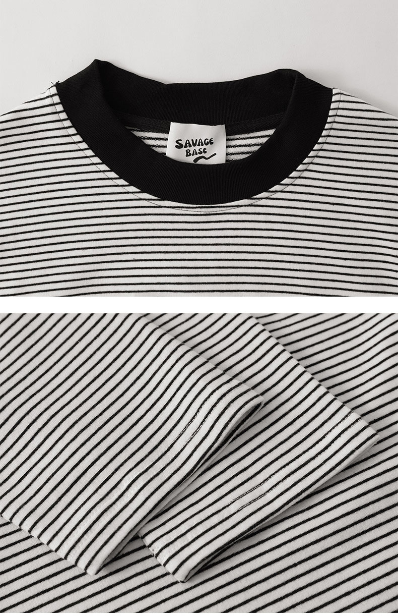 ロンT モノトーンボーダー長袖シャツ ドロップショルダー