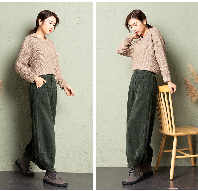 送料無料 コーデュロイ バギーパンツ ゆったり ウエストゴム