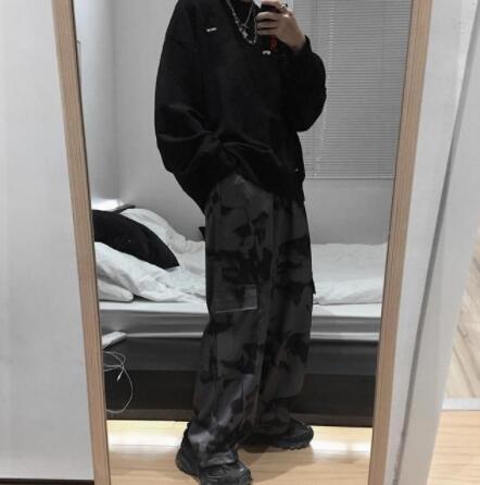  バギーパンツ 牛柄スウェットワイドパンツ絞り染風カジュアルボトムス