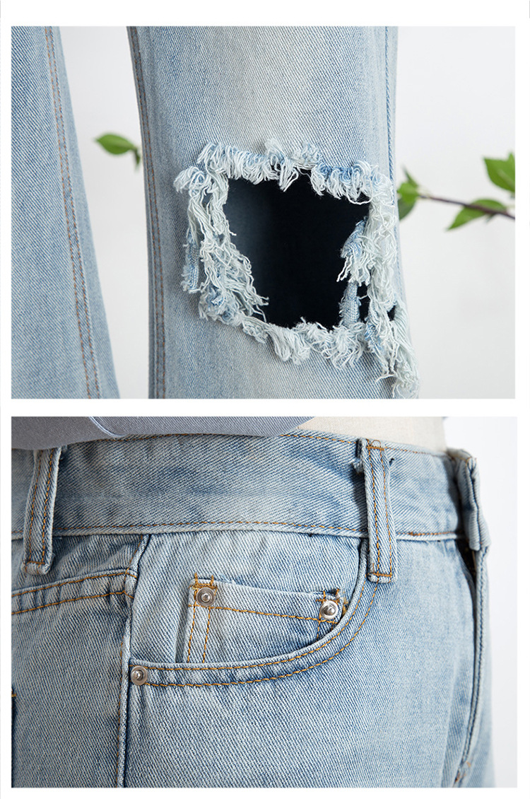  バギーパンツ レディース ハイウエスト ダメージデニム ゆったりワイドパンツ