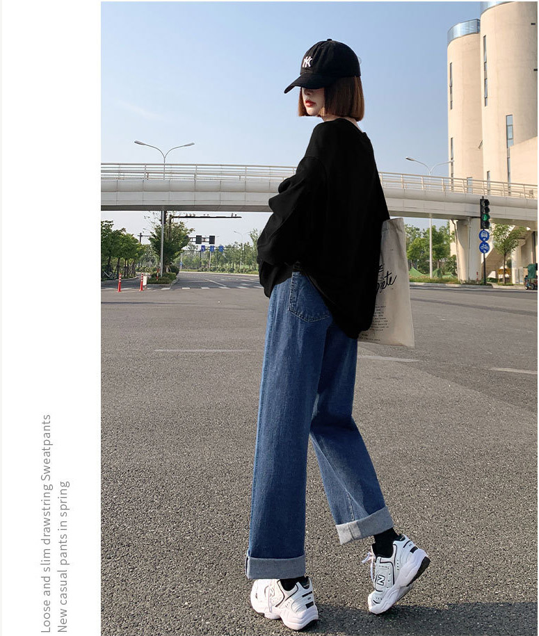  バギーパンツ 新作レディースゆったりハイウエストデニムワイドパンツ