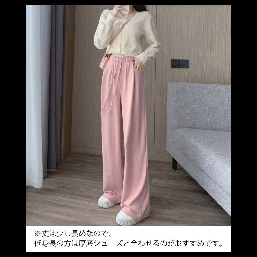 薄手スウェット バギーパンツ 韓国風ワイド